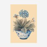 Pale Blue Auricula Greetings Cards | Cream Background | Packs of 10/20/50