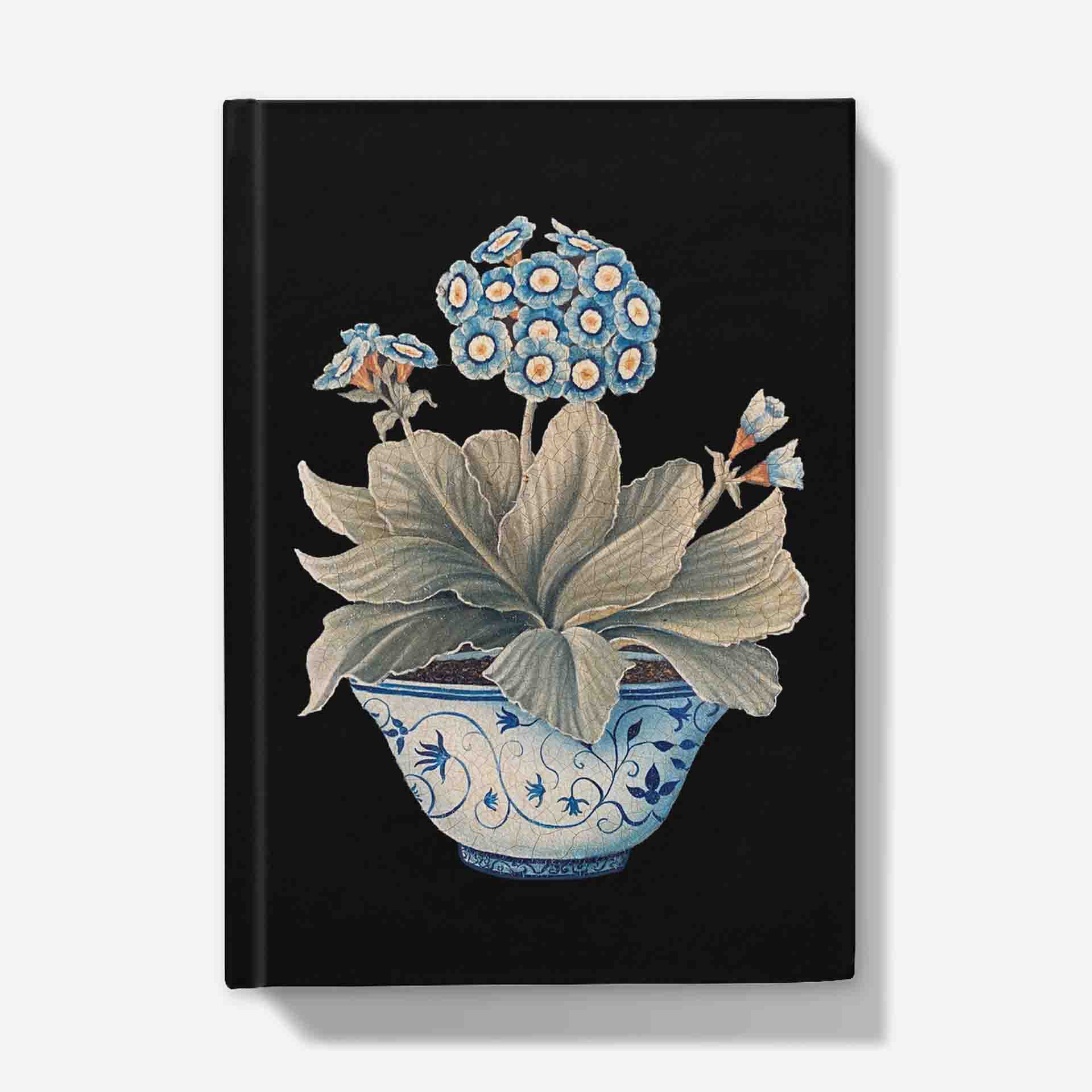 Pale Blue Auricula Journal / Notebook – Black Cover – 5In X 7In
