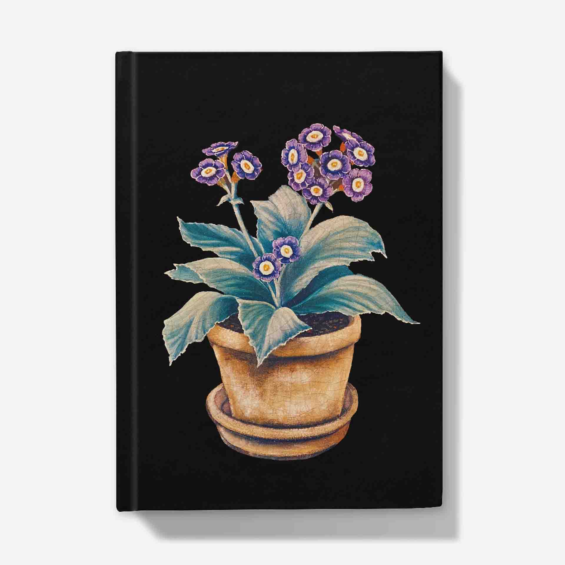 Violet Auricula Journal / Notebook – Black Cover – A4