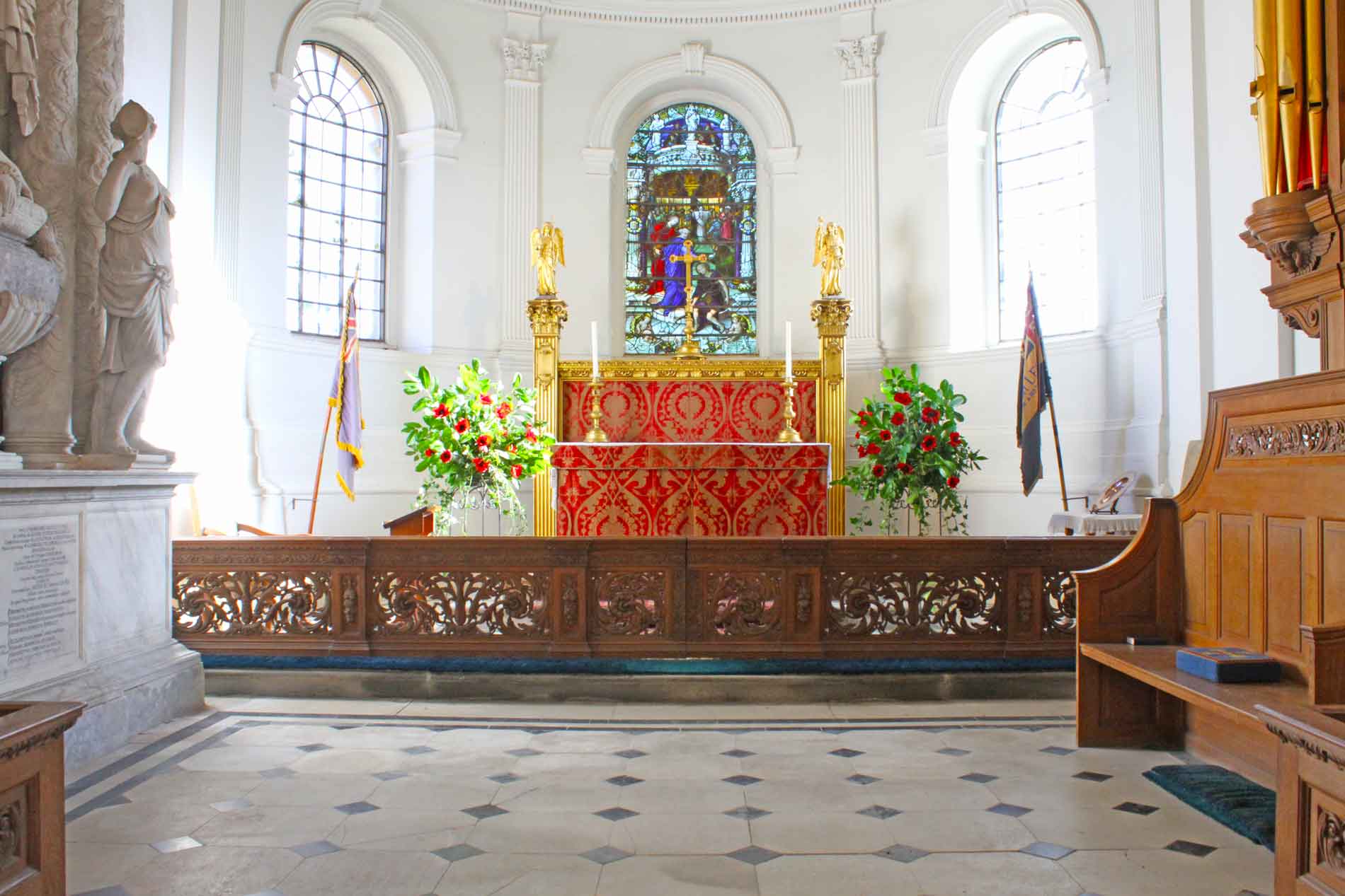 Remembrance Sunday Flowers In Great Badminton Church